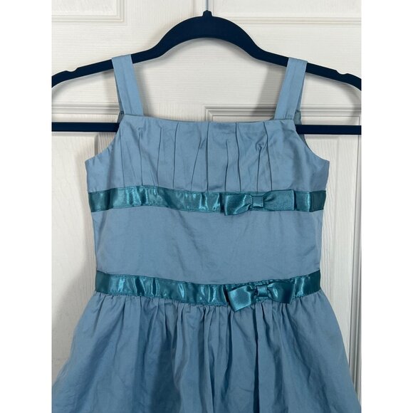 American Girl Blue Sleeveless Dress Size 7 Double Bow Retired Sun Summer Spring - Picture 2 of 5